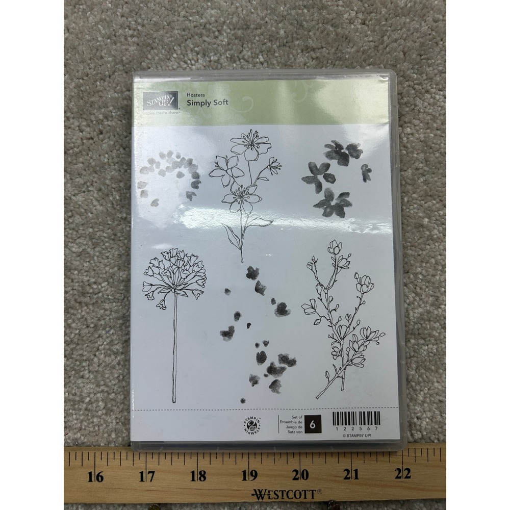 Stampin Up Simply Soft 122567 Floral Rubber Stamp Set Hostess Retired 6pc